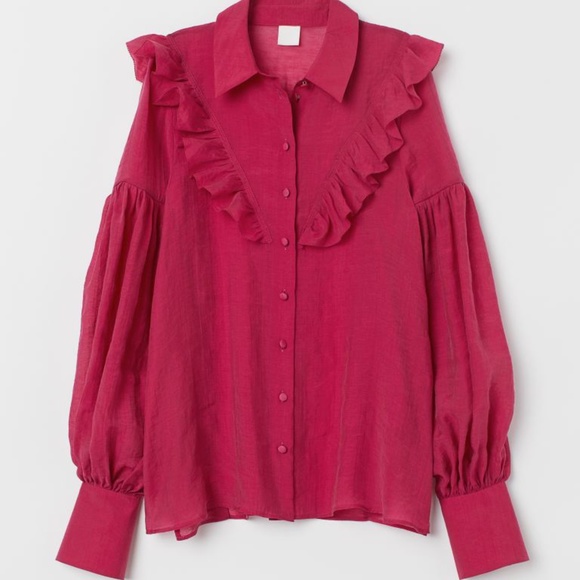 LOOKING FOR H&M LYOCELL- BLEND BLOUSE DARK RASPBER - Picture 1 of 2